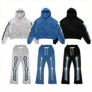 Ensemble survêtement et sweat à capuche streetwear, pull personnalisé avec broderie patchwork, logo, équipement de haute qualité - Product Image 1