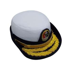 Gorra de Oficial Personalizada Hecha a Mano, Uniforme de Oficial de la Marina, Gorra de Capitán Negra con Visera, Gorras de Uniforme - Product Image 1