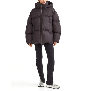 Doudoune à capuche d'hiver rembourrée de duvet, épaisse et chaude, coupe décontractée, fermeture éclair, couleur unie, unisexe - Product Image 3