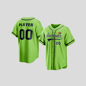 Maillot de baseball unisexe Cheerwar bleu clair à manches courtes, boutonné sur le devant, imprimé sérigraphié avec le nom de l'équipe, évacuation de l'humidité, 100 % coton - Product Image 4