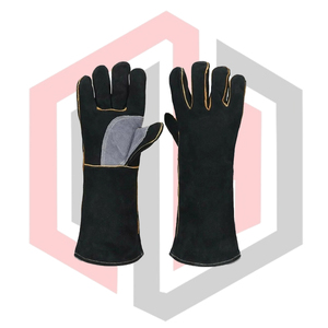 Black Leather Welding Gloves Reinforcement Full Safety Tear-Resistant Heat-Insulating Anti-Vibration Anti-Static Silicone-Free - Product Image 1