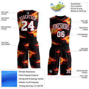 Custom Black <b>Flame</b> Basketball Jersey Set Team Name Printed Sublimated Mesh Sleeveless Men's Athletic Uniform All Seasons - Product Image 2