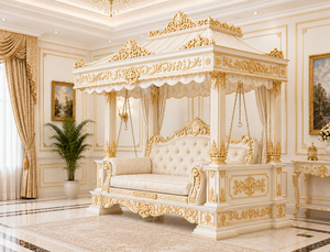 ซื้อโซฟาสวิงสีน้ำตาลพร้อมลายแกะสลักสีทอง โครงไม้พรีเมียม จูลาแบบคลาสสิก แรงบันดาลใจจากศิลปะอินเดีย สำหรับบ้านพักขนาดใหญ่ - Product Image 3