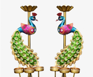 Porte-bougies à bougies chauffe-plat imprimés à la main pour la décoration de la maison, articles cadeaux Diwali et Noël, porte-bougies décoratifs pour table - Product Image 4