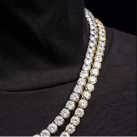Collar de Lujo para Mujer con Cadena de Eslabones, Plata 925 con Baño de Rodio y Moissanita de Corte Brillante Redondo, Joyería para Boda
