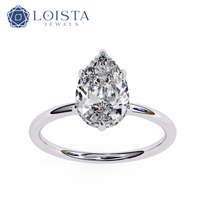 Anillo de Compromiso Clásico con Diamante Cultivado en Laboratorio de 2 Quilates en Forma de Pera, 7x10 mm, Engaste de Puntas, Base Chapada en Oro, Moderno, Certificado por IGI - Product Image 2
