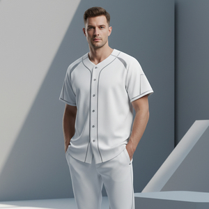 Maillot de baseball unisexe blanc à manches courtes avec boutons, anti-humidité, couleur unie, coupe classique, nom de joueur imprimé - Product Image 5