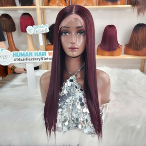 GUGU Hair Full <b>Lace</b> <b>Wig</b> Virgin Vietnamese Human Hair Long Straight Reddish 250% Density Transparent <b>Lace</b> Glueless - Product Image 1