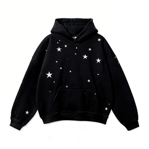 Sweat-shirt unisexe noir avec imprimé étoile blanche, sweat-shirt décontracté surdimensionné, manches régulières, sweat-shirt personnalisé pour homme - Product Image 4