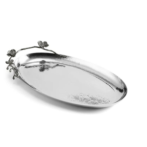 Plateau de service ovale en argent et or, idéal pour servir des en-cas et des desserts, parfait pour les fêtes et les événements. - Product Image 4