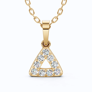 14K Yellow Gold Geometric Triangle Halo Lab Grown Diamond IGI Certified Rhodium Plated Pendant <b>Necklace</b> Modern Minimalist Fine - Product Image 5