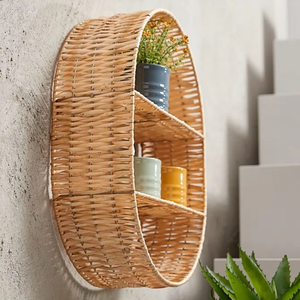 Handcrafted Rattan Round Wall <b>Shelf</b> Decorative Storage <b>Rack</b> for Living Room and Bedroom Wholesale - Product Image 3