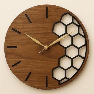 Reloj de Pared de Madera Maciza Grabado Personalizado, Reloj de Madera Hecho a Mano con Movimiento Silencioso, Decoración Moderna para el Hogar, Artículo de Regalo - Product Image 1