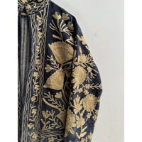 Veste bomber élégante en velours matelassé, broderie florale dorée, col mandarin, manches longues, style bohème pour femme, réversible, hiver