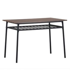 Modern 6-Piece Dining Set for Home <b>Kitchen</b> Rectangular Table <b>Bench</b> <b>with</b> 4 Chairs and <b>Storage</b> Racks Steel Frame by NA - Product Image 6