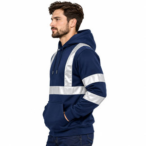 ANSI Class 3 <b>Hi</b> <b>Vis</b> <b>Jackets</b> Thick Reflective Polyester Safety Sweaters with Hood Customizable Logo High Visibility Fleece Hoodie - Product Image 3