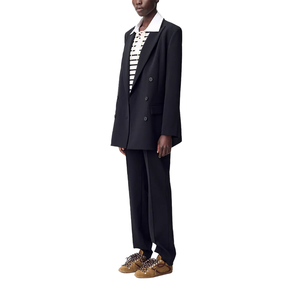 New <b>Men</b> <b>Black</b> <b>Blazer</b> 2026 Double Breasted Notched Lapel Suit <b>Jacket</b> Flap Pocket Business Workwear OEM Custom Logo Wholesale - Product Image 4