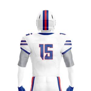 Uniforme de Fútbol Americano Personalizado Blanco, Azul y Rojo, Impresión por Sublimación, Poliéster Transpirable, para Hombre Adulto, Servicio OEM - Product Image 5