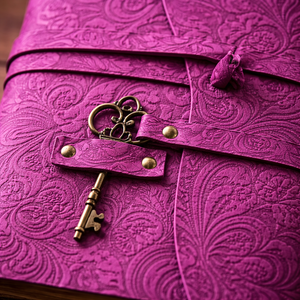 NEW ERA NEE-1000 Carnet de notes et de croquis à couverture rigide en cuir véritable, motif floral rose vintage, format A5, papier de coton fait main à bords festonnés - Product Image 2