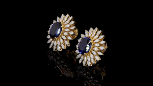 Pendientes de Lujo con Zafiro Azul Ovalado de Laboratorio y Diamante Cultivado en Laboratorio con Forma de Marquesa | Joyería de Novia y de Cóctel | OEM ODM - Product Image 2