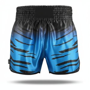 Pantalones Cortos de Artes Marciales de Satén con Estampado de Tigre en Degradado Azul y Negro Personalizados, OEM, Marca Privada, Venta al Por Mayor, para Entrenamiento Físico - Product Image 1