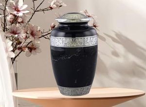 Vintage Inspired Adult Aluminum <b>Memorial</b> Cremation Tribute Holder Funeral Ash <b>Keepsake</b> With Elegant Decorative Appearance - Product Image 6