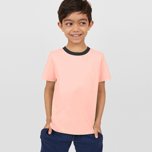 T-shirt décontracté uni à manches courtes et col rond pour enfants, garçons, bébés, tout-petits, coupe classique, couleur unie, 100 % coton, infroissable et respirant - Product Image 2
