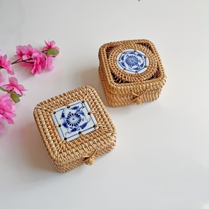 Square gift <b>box</b> for multi storage rattan <b>container</b> boxes ceramic lid basket direct from supplier - Product Image 6