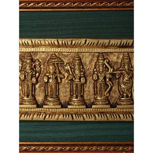 Tenture murale en laiton encadrée en bois de 23 pouces Sculpture Dashavatara de Lord Vishnu - Product Image 2