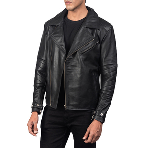 Unisex Black Genuine Leather <b>Waterproof</b> Breathable Eco-Friendly Windproof Bomber <b>Jacket</b> Slim Fit Casual <b>Winter</b> Custom ODM - Product Image 4