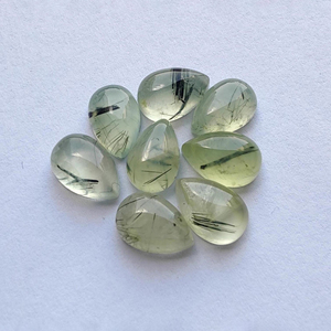 Cabochon de Prehnite Rutile Naturelle, Calibré, à Dos Plat, Forme Goutte d'eau, Forme Poire, Pierre Gemme en Vrac, Cabochon en Gros - Product Image 3