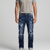 Jeans Desgastados para Hombre, Premium, Rotos, Elegantes, Ajustados, Casuales, Estilo Urbano, Diseño Azul Lavado, Moderno