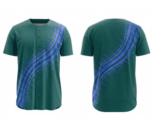 Camiseta de Béisbol con Botones, Personalizada con Bordado, Uniforme de Equipo con Logotipo y Números Personalizados |   Base de Poliéster Transpirable - Product Image 5