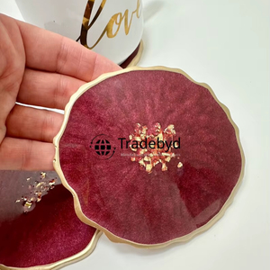 Handmade Resin <b>Coaster</b> Set 4X4 Inches Square Luxury Table Decor Heat Resistant <b>Drink</b> <b>Coasters</b> Available Different Colors for - Product Image 1