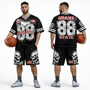 Premium Quality American Football Jersey and Shorts Set Breathable Sportswear 100% Polyester American Football Jersey and Shorts - Product Image 1