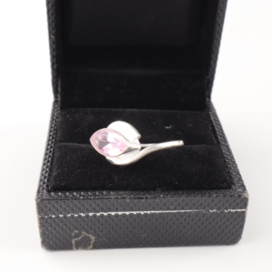 Bague artisanale élégante en pierre de morganite rose naturelle, plaquée argent 925, bijoux pour femmes. - Product Image 3