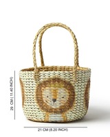 Panier en jonc de mer peint avec un visage de tigre, panier de rangement fait main, vente en gros, écologique, fabriqué au Vietnam