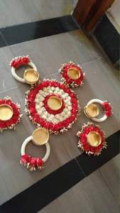 Elegante Portavelas de Metal Estilo Art Deco Ecológico, Flores Artificiales Rangoli, Decoración Tradicional para el Hogar, Bautizo, Diwali - Product Image 2