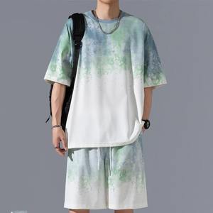 Ensemble de vêtements pour hommes tendance, t-shirt à manches courtes et pantalon d'été pour hommes, ensemble décontracté imprimé - Product Image 4