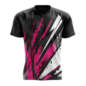 Camiseta con cuello en V profundo para hombre, manga corta, de secado rápido, personalizada, impresa, de poliéster, con estampado gráfico. - Product Image 5