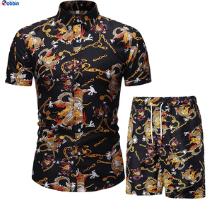 Summer Collection Customized Mens Beach Wear Button up Shirt Short Sleeve Beach Pant Set Men's Suits Comfortable and Breathable - Product Image 6