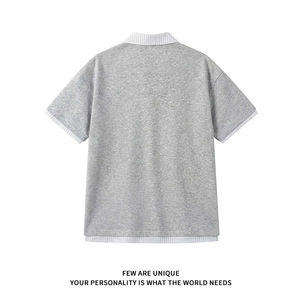 Camiseta de Golf de Manga Corta de Dos Piezas, Nueva Tendencia de Verano, Sin Arrugas, Transpirable, de Spandex/Algodón, para Hombre, con Cuello en V y Diseño de Parches - Product Image 4