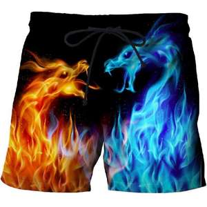 <b>Men's</b> 100% Cotton Flame Graphic Beach Pants Silk Screen Printed Quick-Drying Eco-Friendly Swimming <b>Trunks</b> - Product Image 5