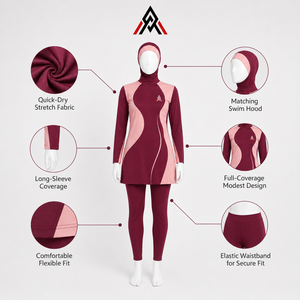 Ensemble burkini modeste pour femmes, avec un design couvrant pratique, tissu à séchage rapide et confort flexible pour la natation, service OEM - Product Image 6