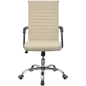 21.7\"x24.8\" <b>Cream</b> <b>Cream</b> Artificial Leather <b>Office</b> <b>Chair</b> - Product Image 2