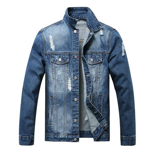 Men Distressed Jeans <b>Trucker</b> <b>Jacket</b> Casual Washed Jeans <b>Jacket</b> OEM Custom Logo In Adult Size - Product Image 1