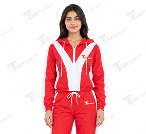 <b>Women</b> Red White Color Block Hooded Windbreaker <b>for</b> <b>women</b> Tracksuit Set Zip Up Jacket Jogger <b>Pants</b> 2 Piece Sportswear - Product Image 6