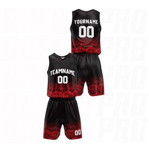Uniforme de baloncesto con estampado digital personalizado en rojo rosa, conjunto de camiseta y pantalones cortos de baloncesto transpirables de secado rápido para adultos - Product Image 3