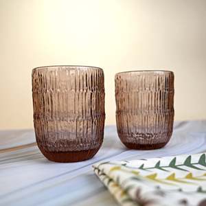 Juego de 2 Vasos Vintage AMAARE de 450 ml de Capacidad, Vasos Transparentes con Texturas Únicas para Hotel, Boda o Uso Doméstico - Product Image 5