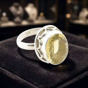 Lemon Quartz 925 Sterling Silver Ring Handmade <b>Vintage</b> Style Oval Cut Natural Gemstone Jewelry for Women - Product Image 2